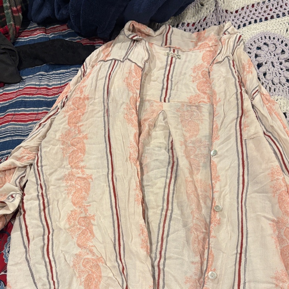 Stylish Beige and Coral Men's Casual Shirt